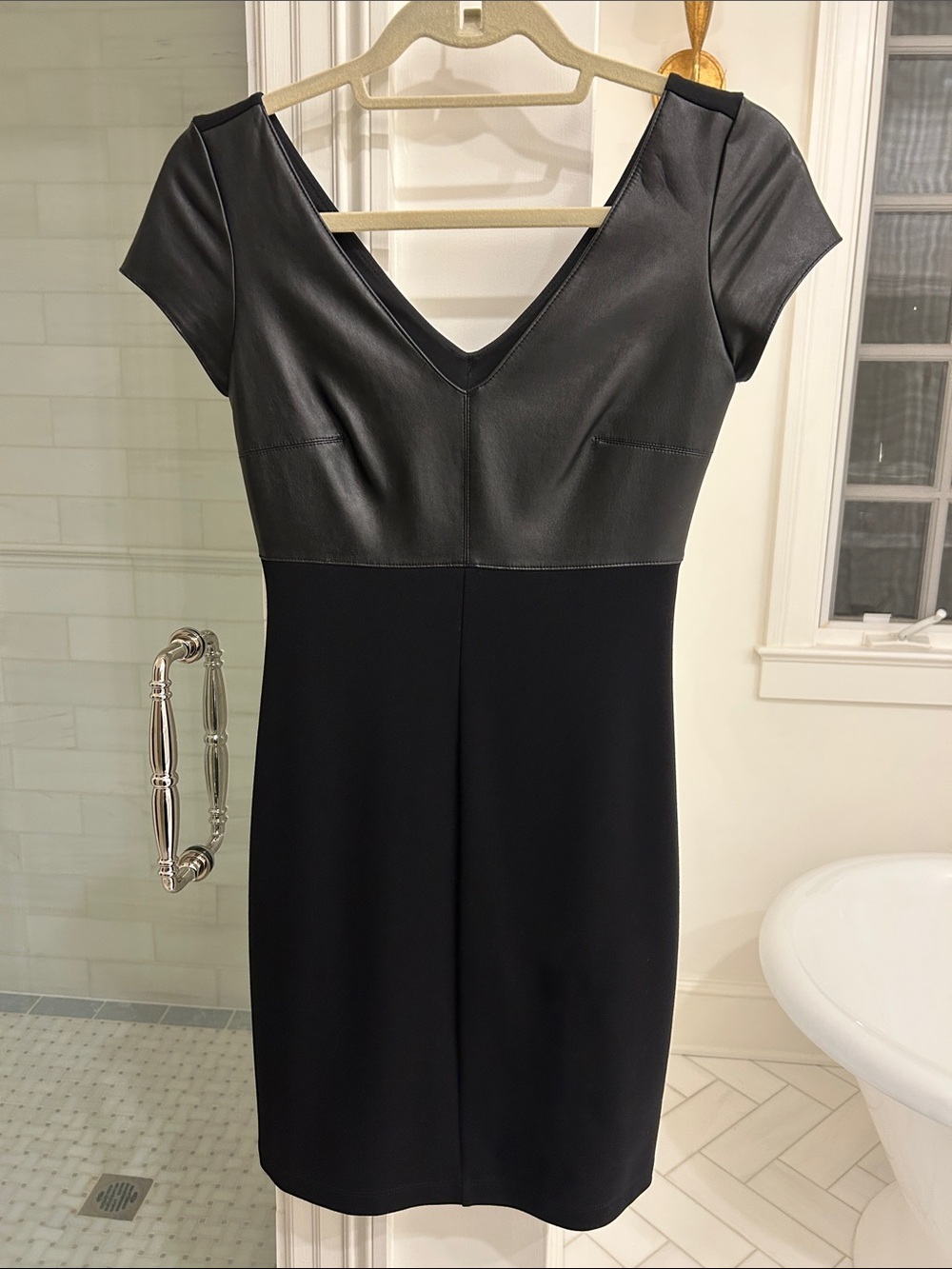 Bailey 44 Black Faux-Leather Paneled Mini Dress